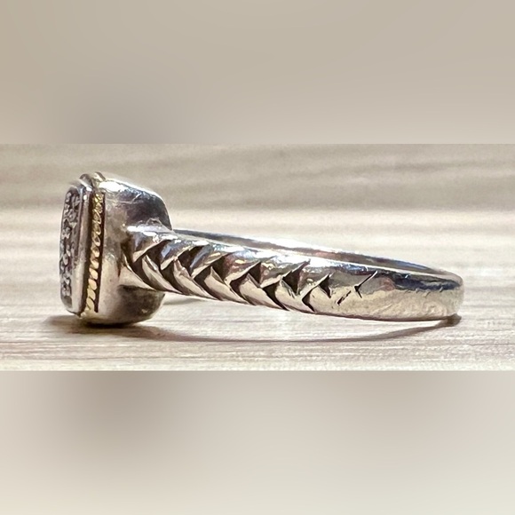 Vintage Designer Effy Sterling Silver & 18K Gold Pave Diamond Ring, Size 7 - Picture 3 of 11